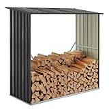 Juskys Holzunterstand Enno für Brennholz außen - Kaminholzregal aus...