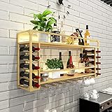 Rustikales Weinregal zur Wandmontage mit Beleuchtung, industrieller...