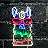 Lama Alpaka mit Sonnenbrille LED Schild Beleuchtung Leuchtreklame...
