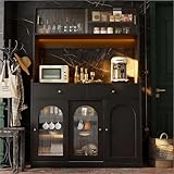 LANTRO JS Küchenschrank mit Beleuchtung, MDF Vitrinenschrank,...