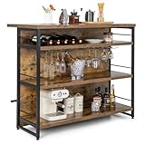 GIANTEX Hausbar Theke Bar, Barschrank mit 4 offenen Ablagen, Bartisch...