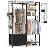 iSunirm Kleiderschrank Offen mit 2 Chubladen, Garderobenständer...
