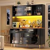 muenfly Hochschrank fürs Wohnzimmer, LED-Beleuchtung,...