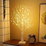 23GUANYI Birke Lichterbaum Innen mit 144 Warmweißer LEDs Licht, USB...