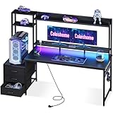 Coleshome Gaming Tisch mit Regal und Schubladen,161×48cm Gaming...