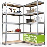 Juskys 2er-Set Lagerregal Basic 2X 180x90x40cm (HxBxT) | 1750 kg | 10...