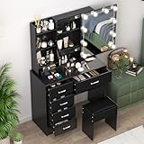 Ereousa Schminktisch mit Beleuchtung, Einstellbarer Helligkeit,...