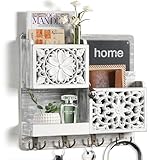 Optyuwah Schlüsselbrett Holz mit Ablage,Schlüsselhalter Wandregal...