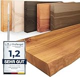 LAMO Manufaktur Wandregal Holz Baumkante | Regal Farbe: Rustikal |...