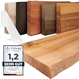 LAMO Manufaktur Wandregal Holz Baumkante | Regal Farbe: Natur | mit...