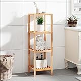 ULUYYUC Badregal aus Massivholz Nussbaum 36x36x112 cm Hochregal mit 4...