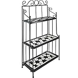 tectake 800572 - Metallregal Mosaik, 3 Regalfächer aus Steinmosaik,...