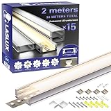 LASLUX LED Aluminium Profil 2m x 15pcs (30m), U-Schiene Aluprofil Mit...