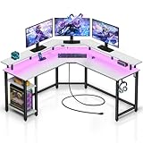 Rolanstar Schreibtisch L Form mit RGB-LED & Steckdosen, 135 cm...