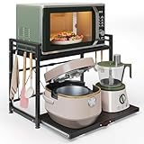 NETEL Erweiterbares mikrowellen Regal mit schublade,2 Stufig...