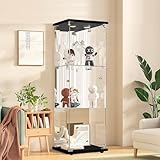 QMTXBYJ Glasvitrine mit LED-Beleuchtung, 125x43x37cm, Modern Vitrine...