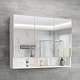 CLIPOP Badezimmer Spiegelschrank Wandmontage Badezimmerschrank mit 3...