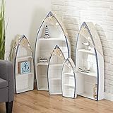 Cepewa 5er Set Regal Ruderboot Wohnzimmerregal weiß/blau inkl. Netz +...