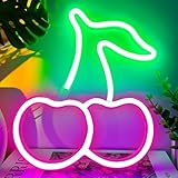YIVIYAR Kirsche Neon Lichter Rosa Neon Wandleuchte LED Zeichen Kirsche...