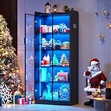 FREDEES Vitrine mit LED Beleuchtung, 5-stöckige Sammlervitrine mit...