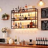 Weinregal Wand aus Metall 100 cm 3-stöckiges Modernes Wandregal mit...