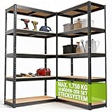 Juskys 2er-Set Lagerregal Basic 2X 180x90x40cm (HxBxT) - 1750 kg - 10...