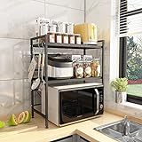 Mocosy Expandable Microwave Oven Rack, 2-Tier Kitchen Counter Regal...