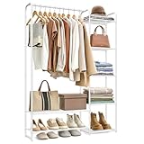 SONGMICS Kleiderständer, offener Kleiderschrank, Kleiderstange,...