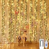 Lichtervorhang Innen 2x2m, Efeugirlande mit 200 LEDs Efeu Künstlich...