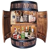 weeco Holzfass gebürstetes Holz mit LED Beleuchtung - Wein Rack,...