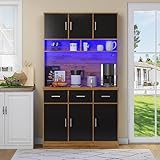 Ligterra Buffetschrank, 100x40x180cm, Buffet mit LED-Beleuchtung mit...