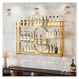 HOBURT An der Wand montiertes Weinregal mit LED-Licht und hängendem...