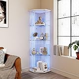 QMTXBYJ Eck-Glasvitrine mit 1 Türen und Schloss, 162cm Eckvitrine...