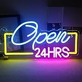 Horseneon Open 24HRS Neon Schild, Led Neon Open Sign Open 24 Hours...
