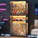 ZKIODV Glasvitrine mit LED Beleuchtung, 5-Lagen Vitrinenschrank Glas...