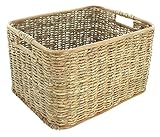 Aufbewahrungskorb aus Rattan und Schilfstroh, mittel, 40x30x23 cm,...