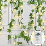 Ninonly Efeu Lichterkette, 5m 50 LED Efeu Künstlich mit Lichterkette,...