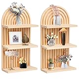 Ruaizel 2 Stück Wandregal Holz Boho Wanddeko, Regenbogen Holz Boho, 3...