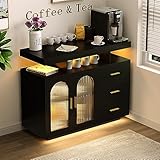 FREDEES LED Küchenschrank mit Ladefunktion, küchenbuffet mit 3...