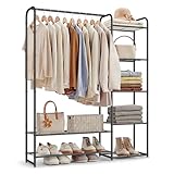 SONGMICS Kleiderständer, offener Kleiderschrank, Kleiderstange,...