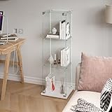 INONEFT Glasvitrine Standvitrine mit LED-Beleuchtung, Vitrine Stehend...