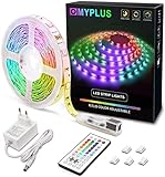 MYPLUS LED Streifen, RGB Led Strips 5M mit IR-Fernbedienung und...