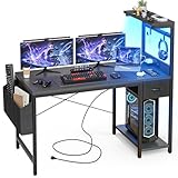 Grandder Gaming Tisch, 120x50 cm Gaming Schreibtisch mit Steckdose &...