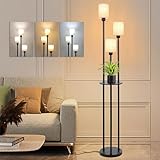 Winverty Stehlampe Wohnzimmer, 3-Flammige Stehleuchte mit Regal,...
