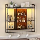YOURLITE Weinregal Wand mit LED-Licht, Bar Regal Wand Küche,...
