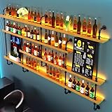 Dawselod Wandweinregal Mit LED-Beleuchtung, 4 Ebenen Massivholz...