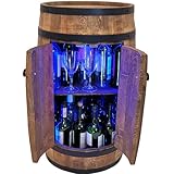 Fassbar mit Tür LED RGB Beleuchtung - Handgemacht Holzfass Fassregal...