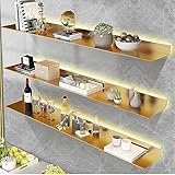 Goldene schwebende Regale mit integrierter LED-Beleuchtung, 100 x 20 x...