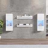Wandregal 4er Sett, LED-Wandschrank und 2 Regale – Smarte...