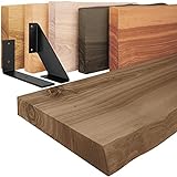 LAMO Manufaktur Wandregal Holz Baumkante | Regal Farbe: Nussbaum|mit...